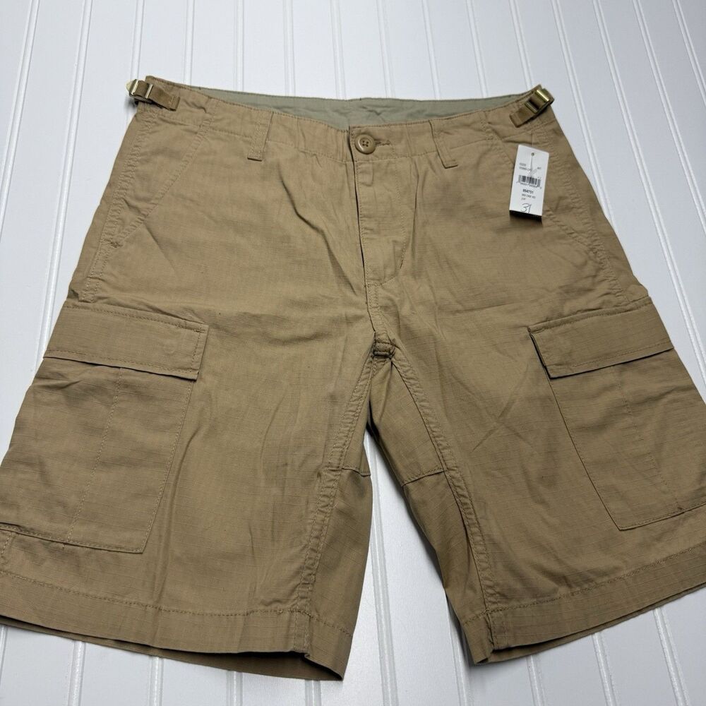 Carhartt WIP Mens Cargo Shorts Tan Beige Ripstop Cotton Regular Fit Workwear W31